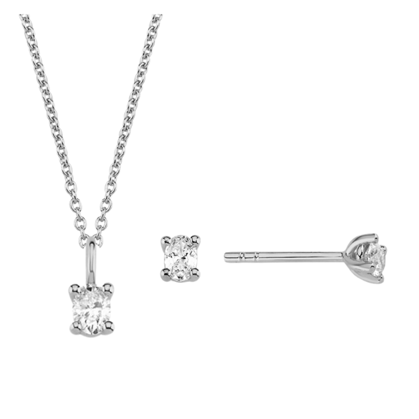 14 kt hvidguld The One Oval smykkesæt med i alt 1,14 ct Diamant Wesselton SI